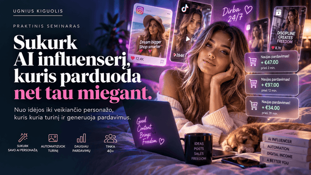 Sukurk savo AI influenserį, kuris parduoda net tau miegant